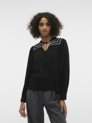 VERO MODA Blouse 'BUMPY' in Zwart: voorkant