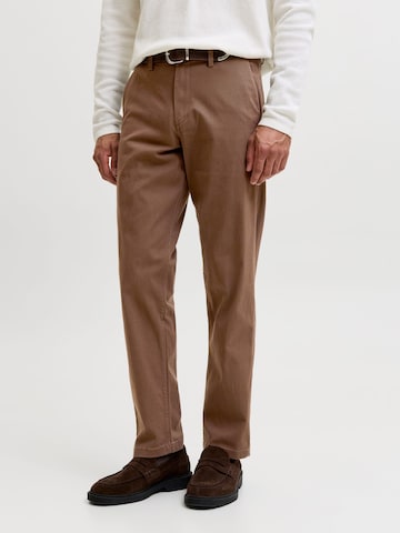 JACK & JONES Loosefit Lærredsbukser 'JPSTKane JJDave' i brun: forside