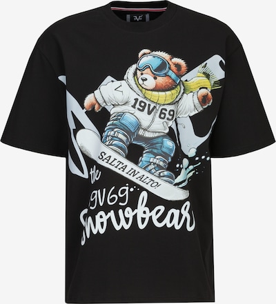 19V69 ITALIA Koszulka 'Tamaro Wintergames' w kolorze jasnoniebieski / czarny / białym, Podgląd produktu