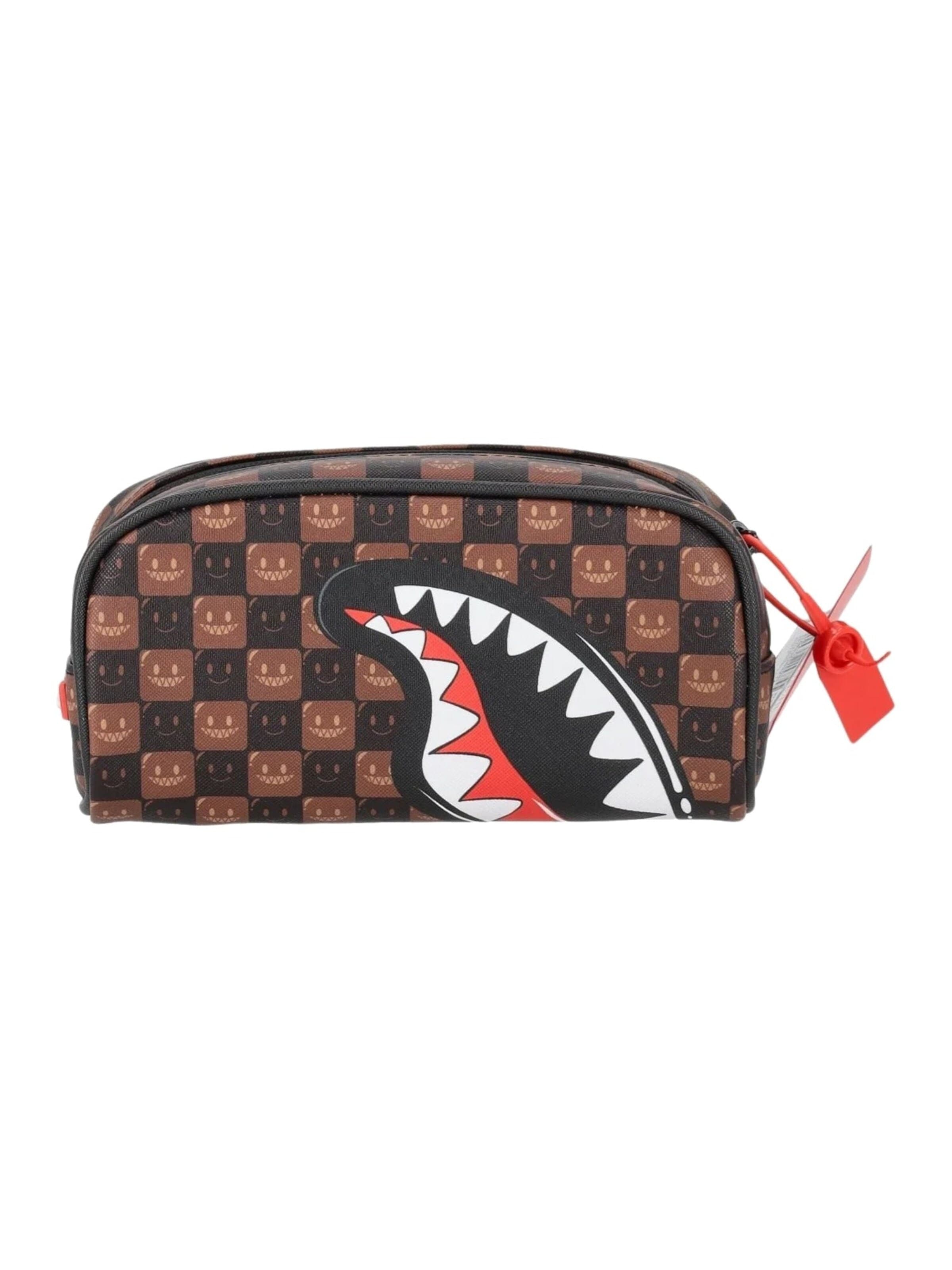 Astuccio 'Sharks in Paris Bubble' di Sprayground in marrone: frontale