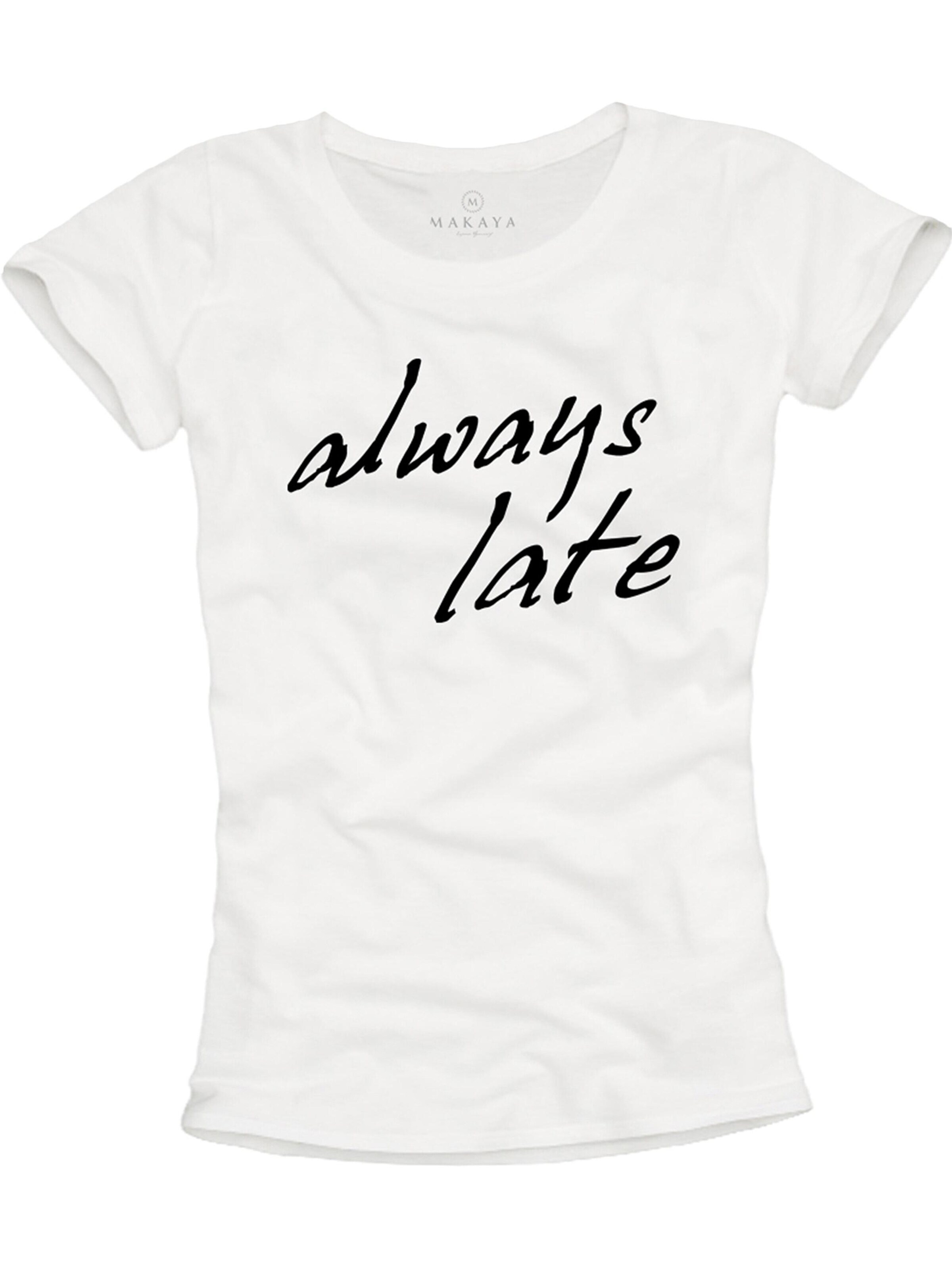 MAKAYA Shirt 'Always Late' in White: front
