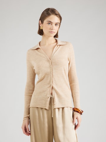 Abercrombie & Fitch Gebreid vest in Beige: voorkant