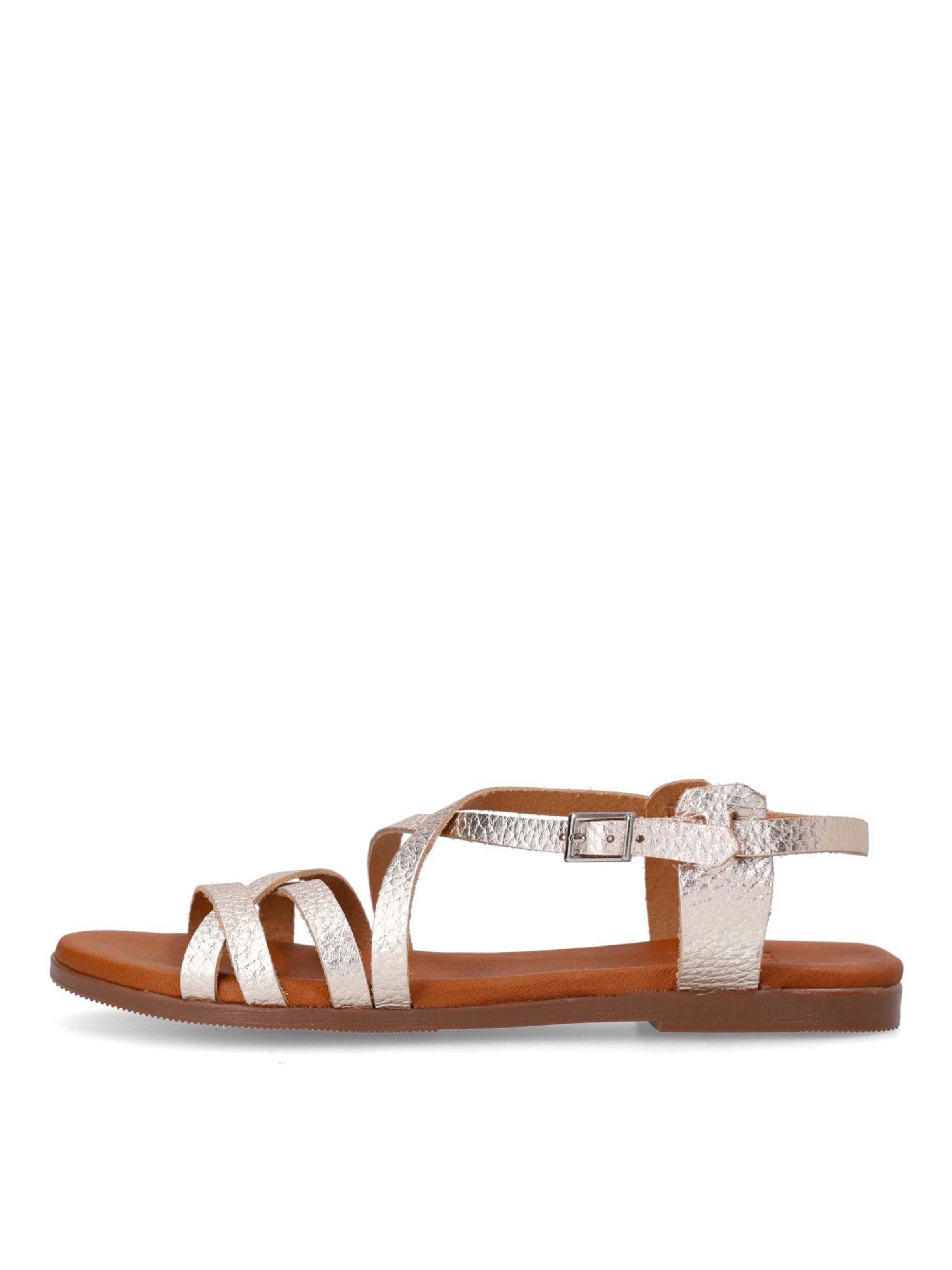 MANFIELD Strap Sandals 'Flache' in Gold
