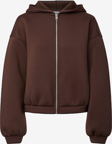 PIECES Sweat jacket 'PCBucuba' in Brown: front