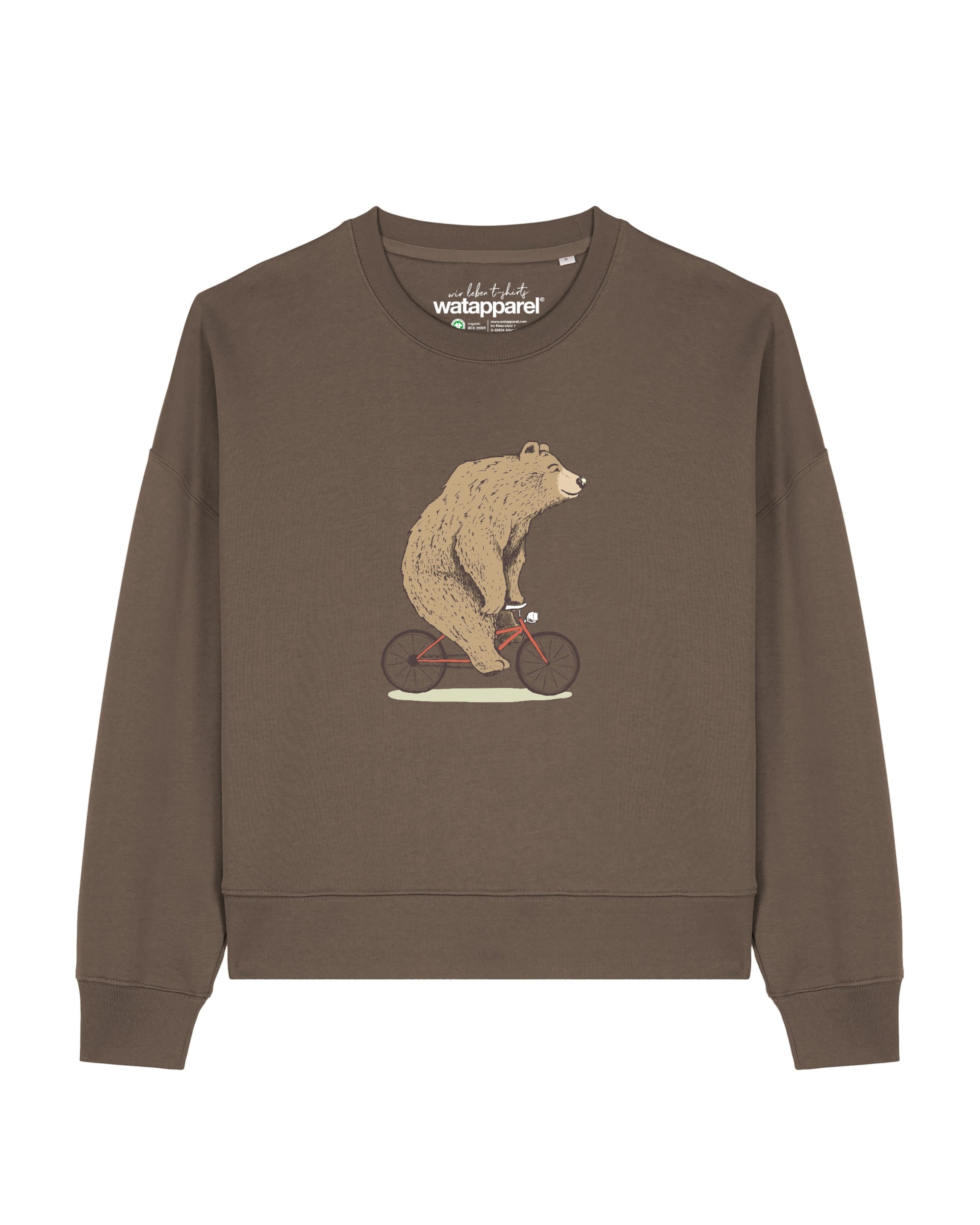 Watapparel Sweatshirt 'Fahrradbär' in Brown: front
