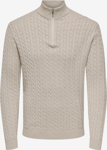Pull-over 'ONSLoui' Only & Sons en beige : devant