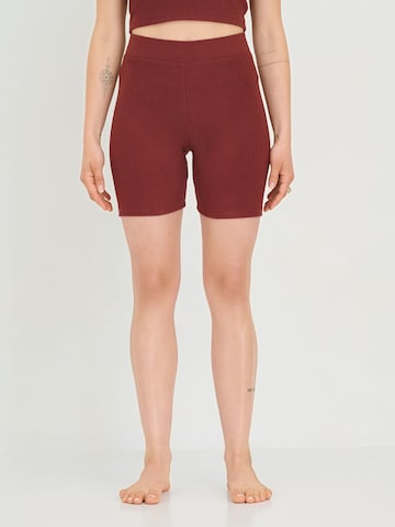 ABOUT YOU x Sofia Tsakiridou Skinny Shorts 'Malin' in Braun: predná strana