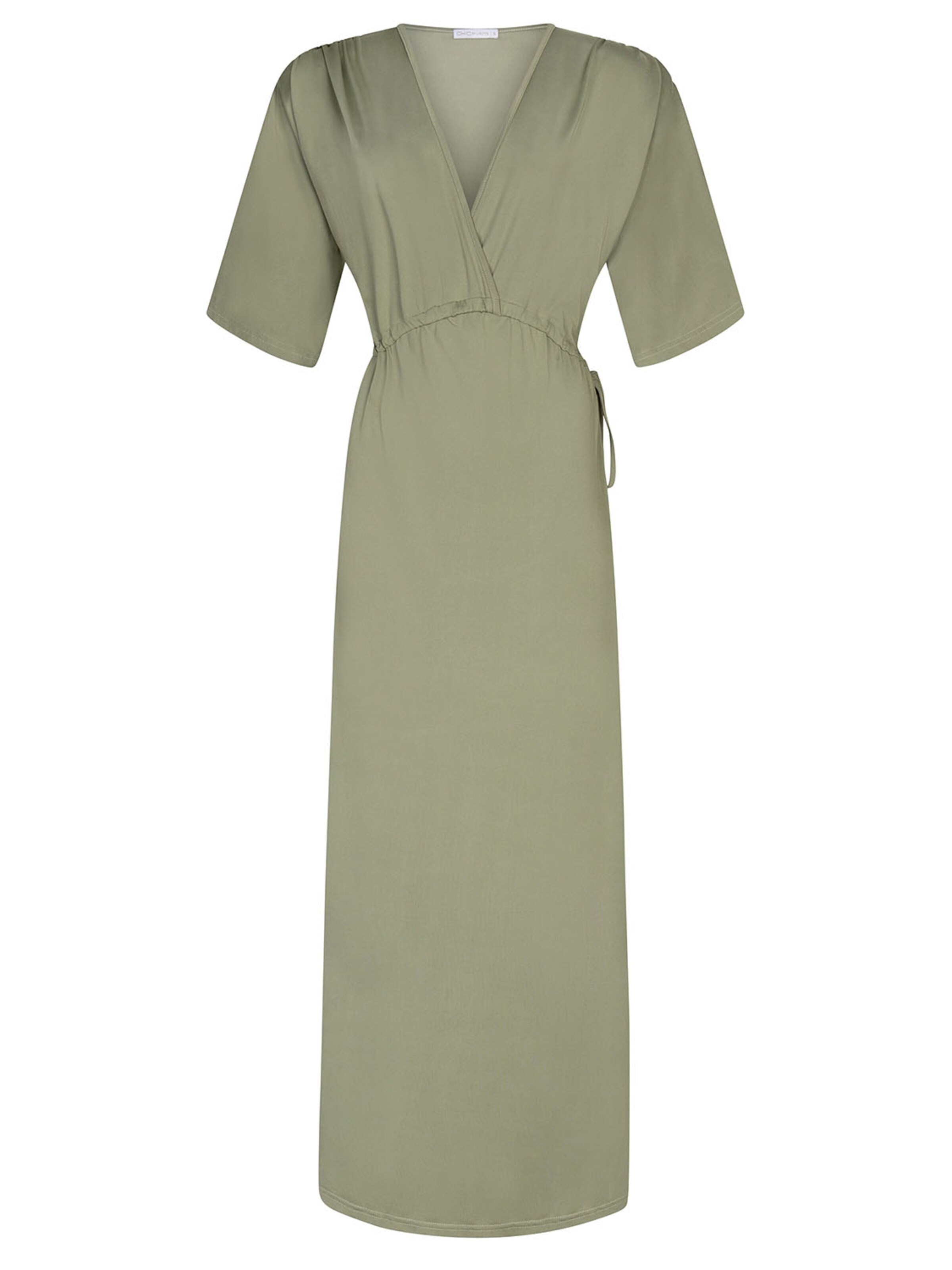 Chic by Lirette Jurk 'Kimono Lotus Natural' in Groen: voorkant