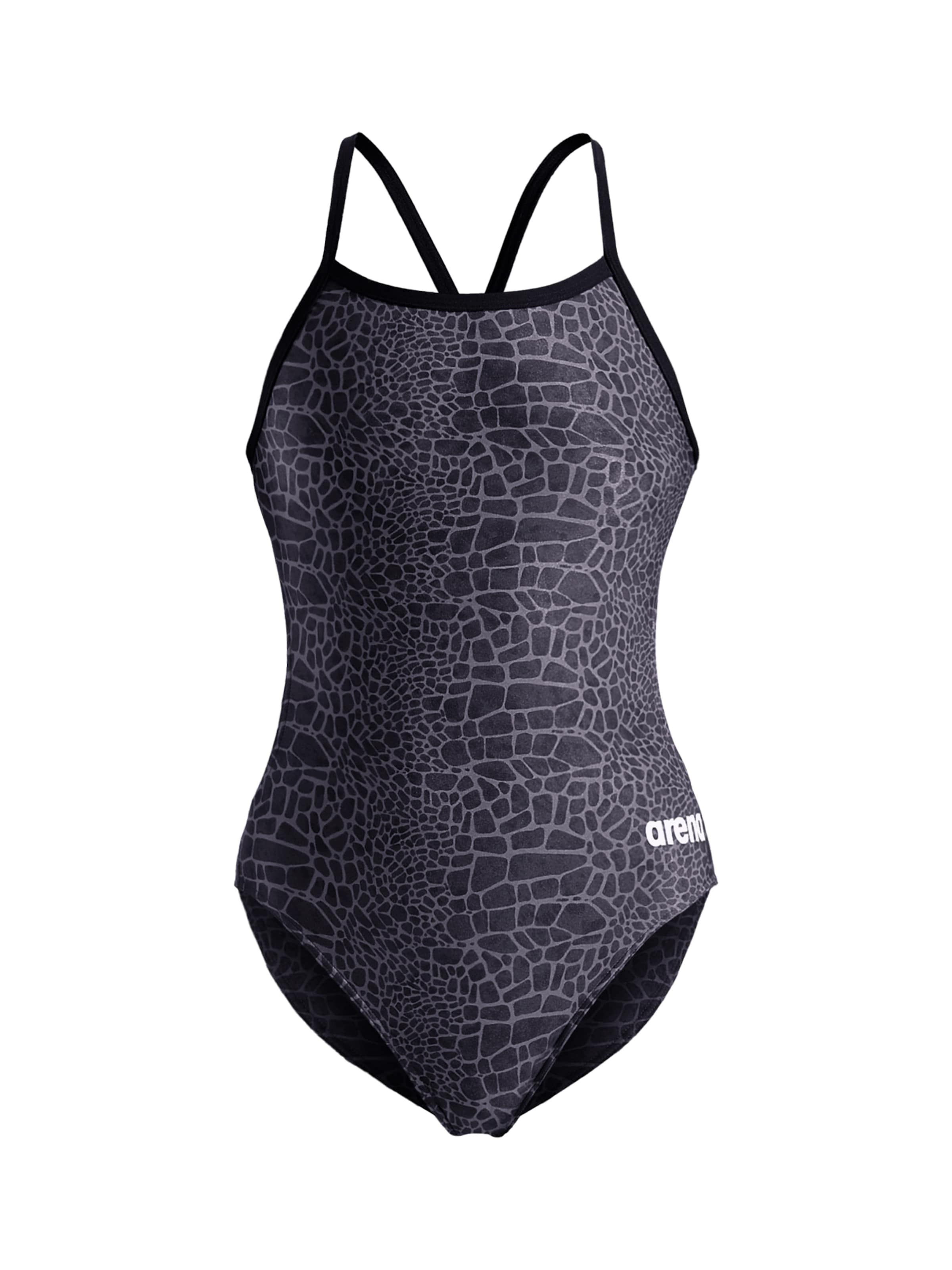ARENA Korzet Jednodielne plavky 'SNAKESKIN' - Čierna: predná strana