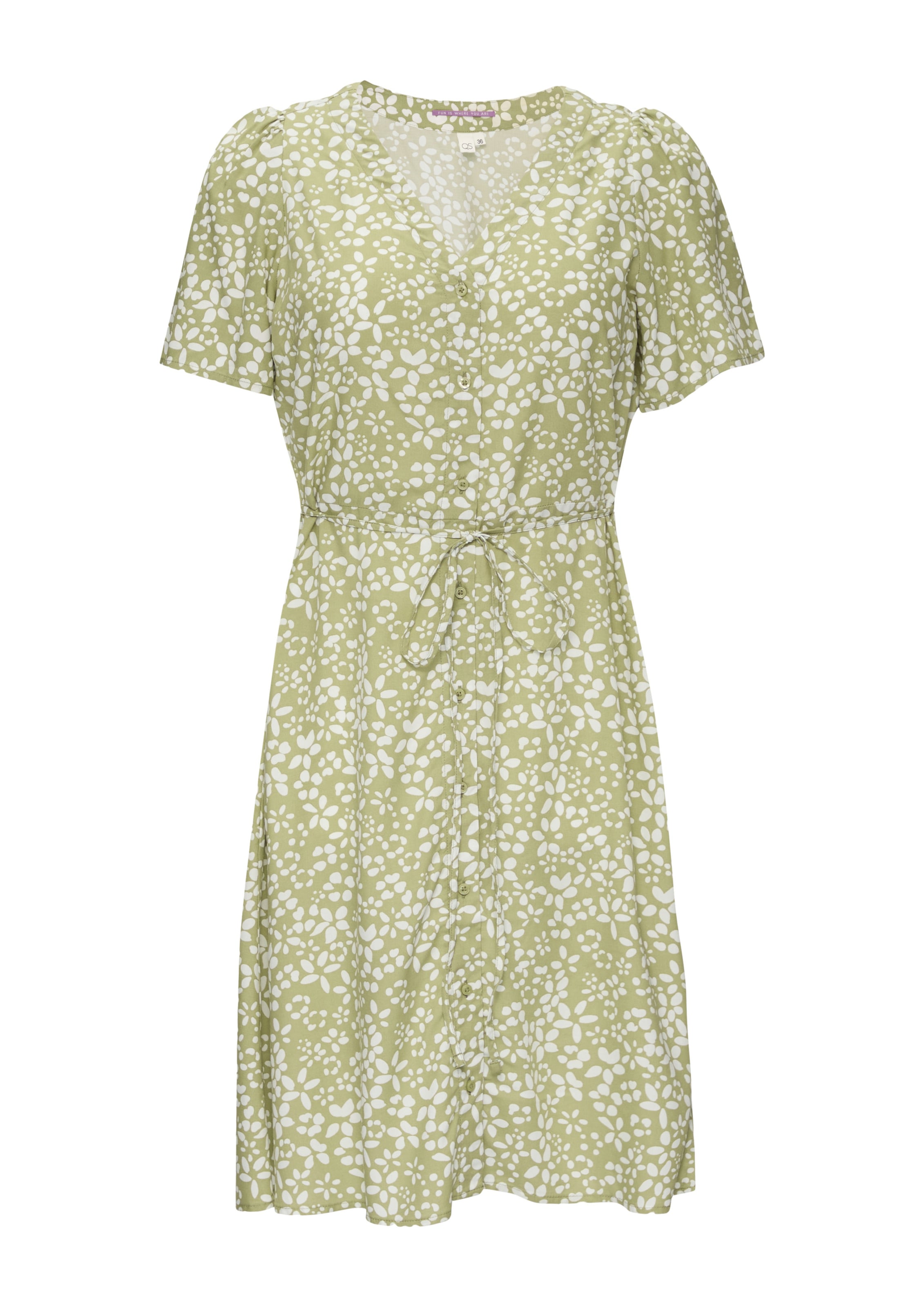 QS Kleid in 32 in oliv / weiß, Produktansicht