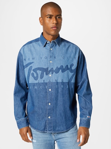 Tommy Jeans Comfort fit Overhemd in Blauw: voorkant