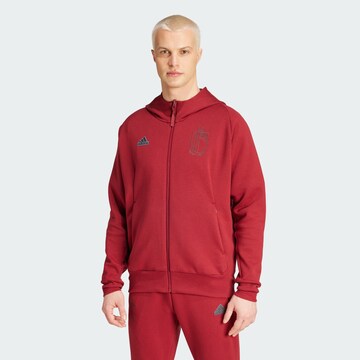 ADIDAS PERFORMANCE Athletic Zip-Up Hoodie 'Belgium Travel' in Red