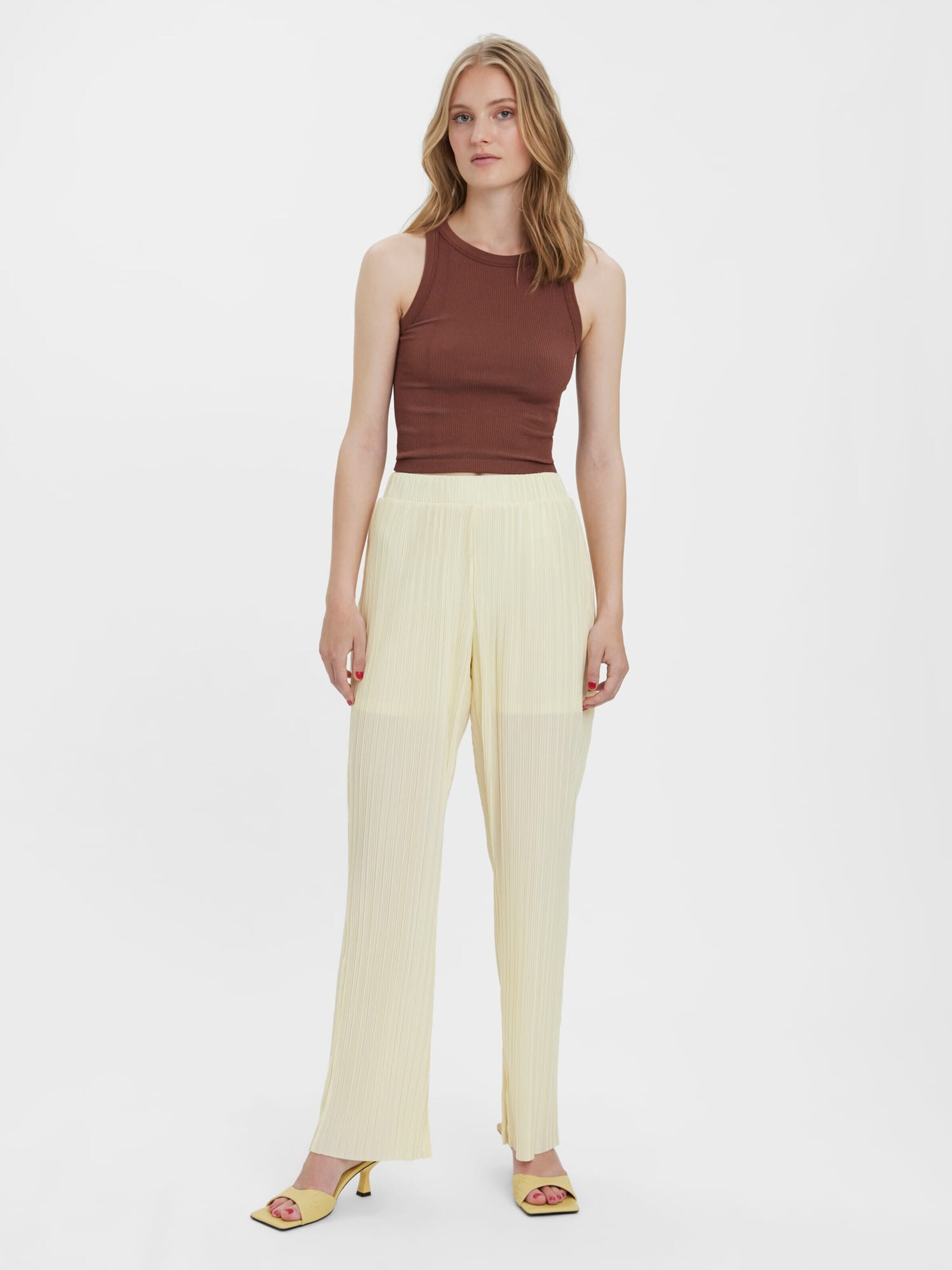 VERO MODA Baggy Broek 'Sutton' in Beige: voorkant
