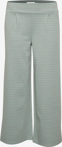 ICHI Wide leg Pleat-Front Pants 'KATE' in Green: front