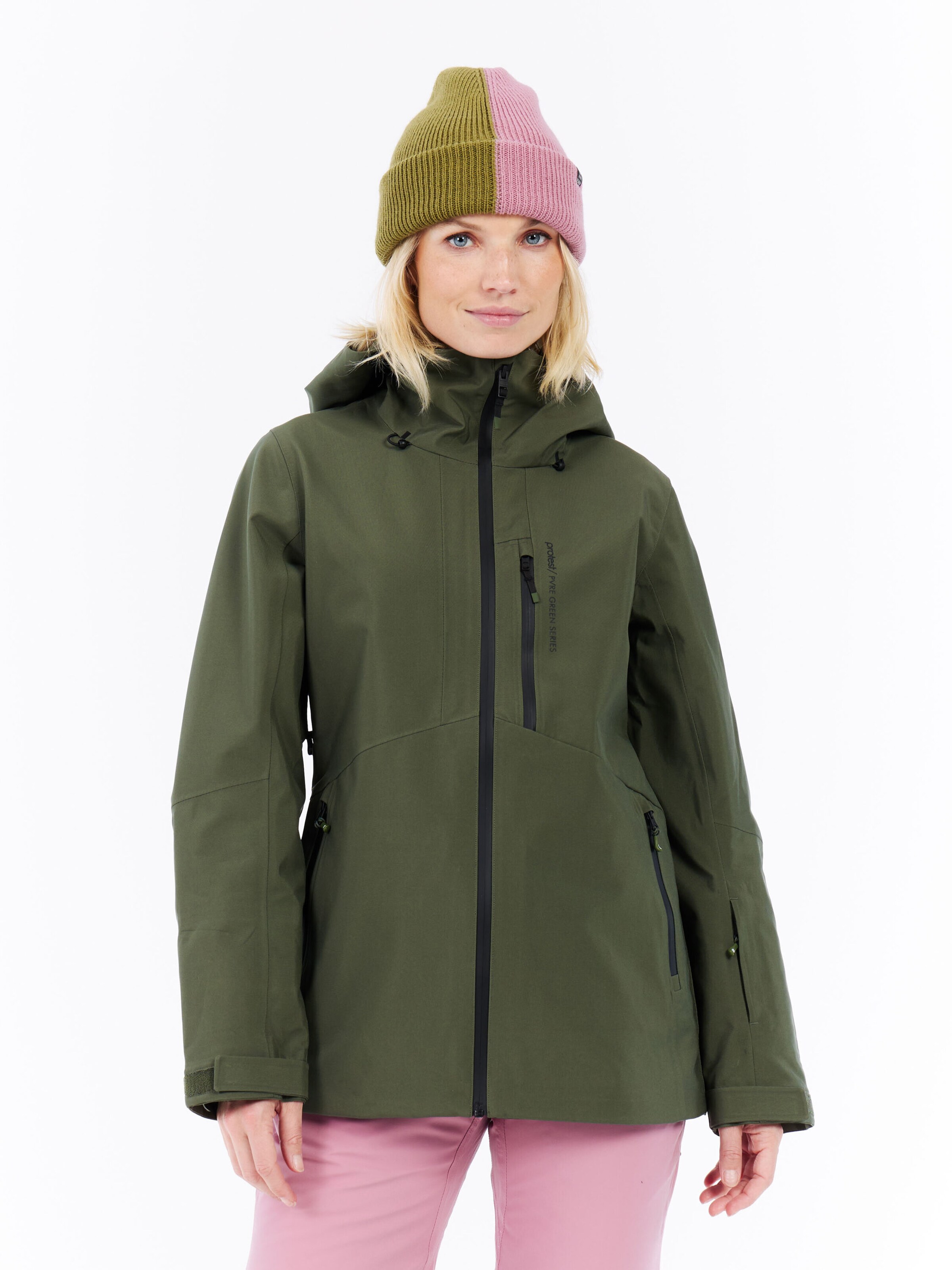 PROTEST Athletic Jacket 'PRTDyna' in Green: front