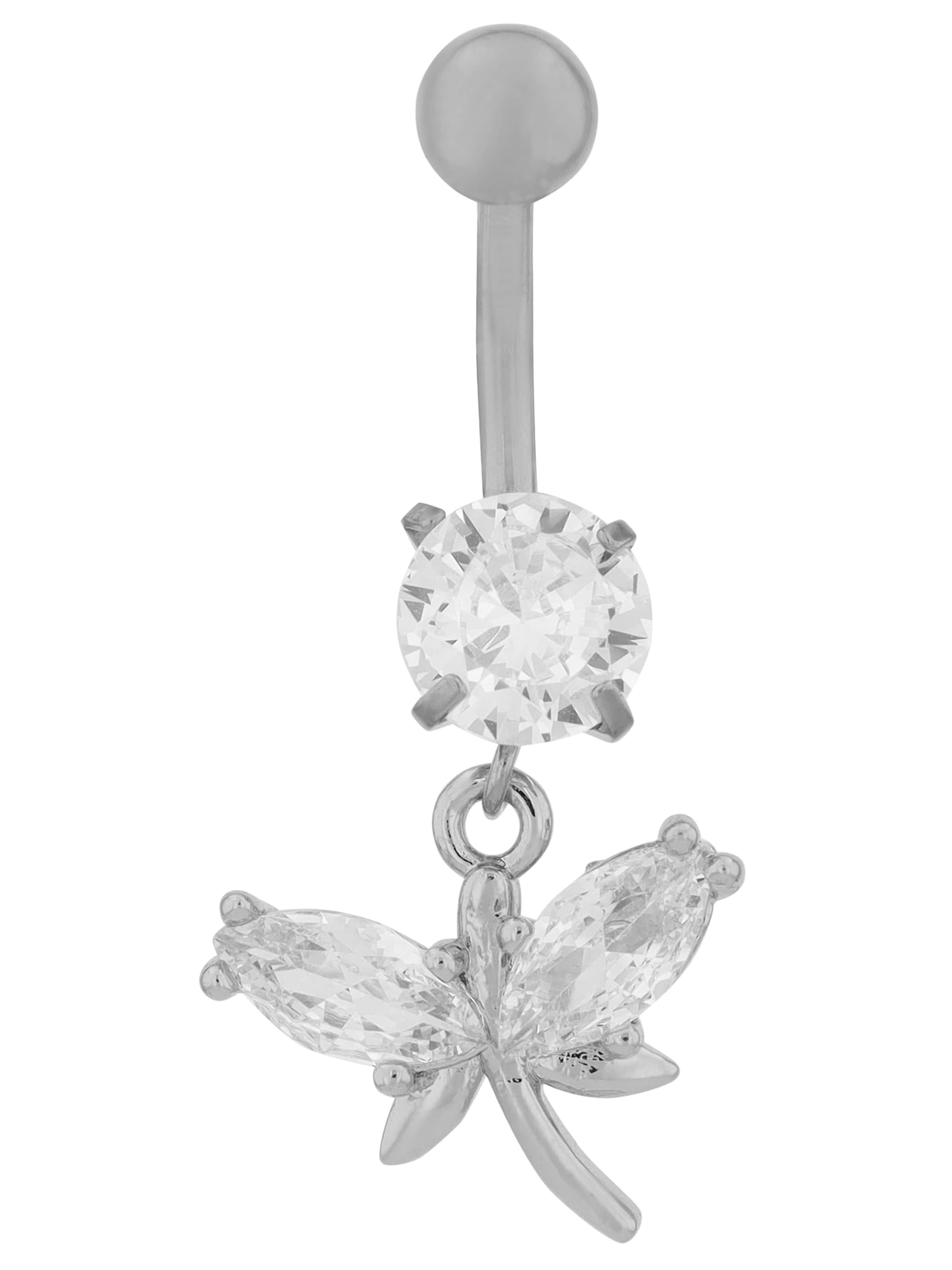 Akzent Piercingschmuck 'Zirkonia'‌‌ in Silber: Vorderseite