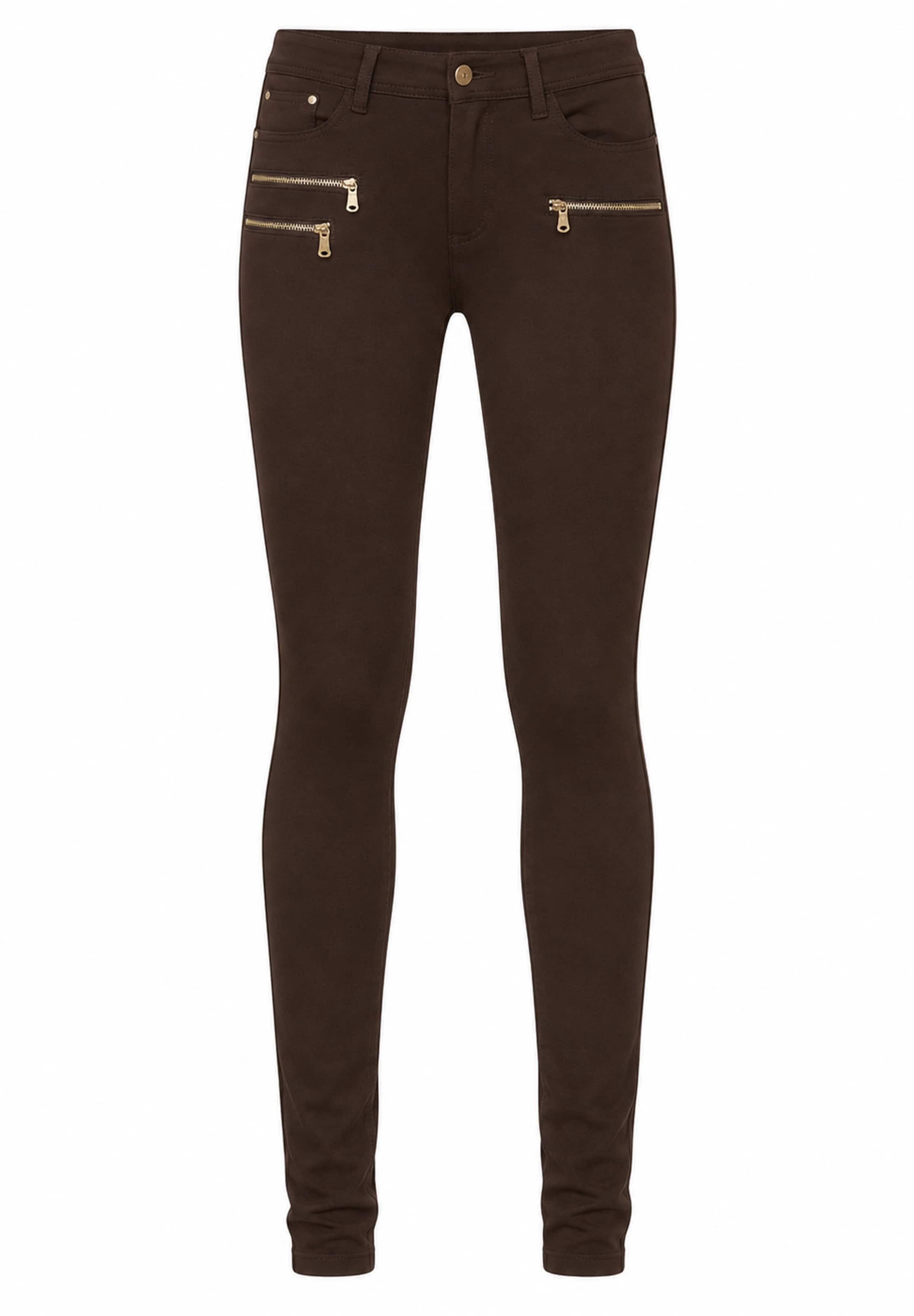 Skinny Jeggings Elara en marron : devant