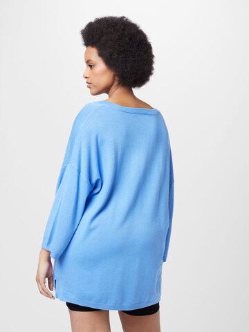 Fransa Curve Pullover 'Blume' in Blau