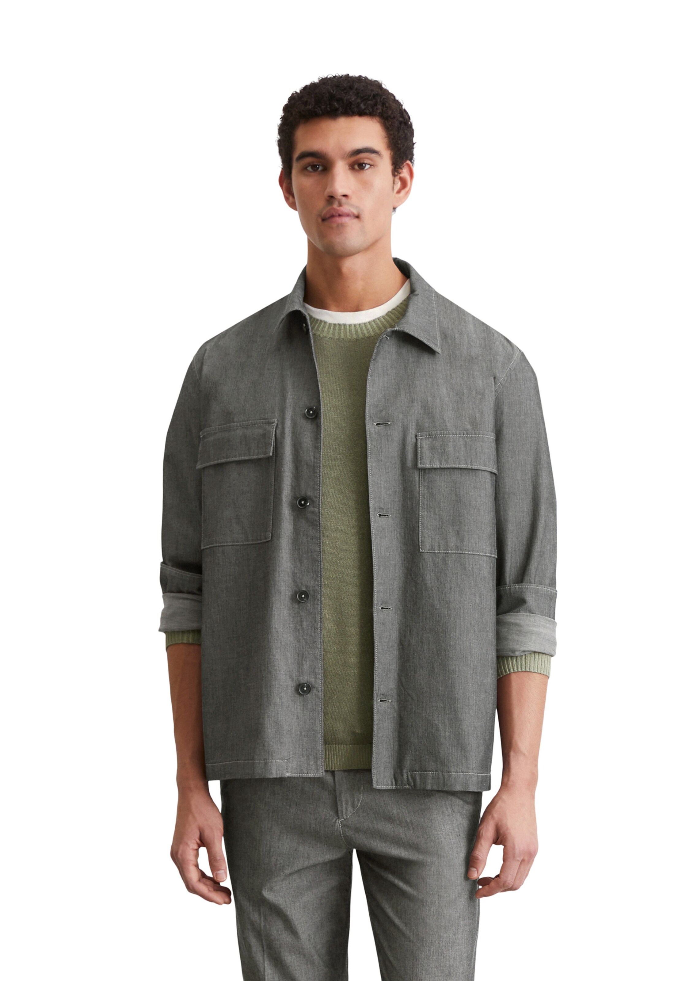 Marc O'Polo Comfort fit Button Up Shirt in Grey: front