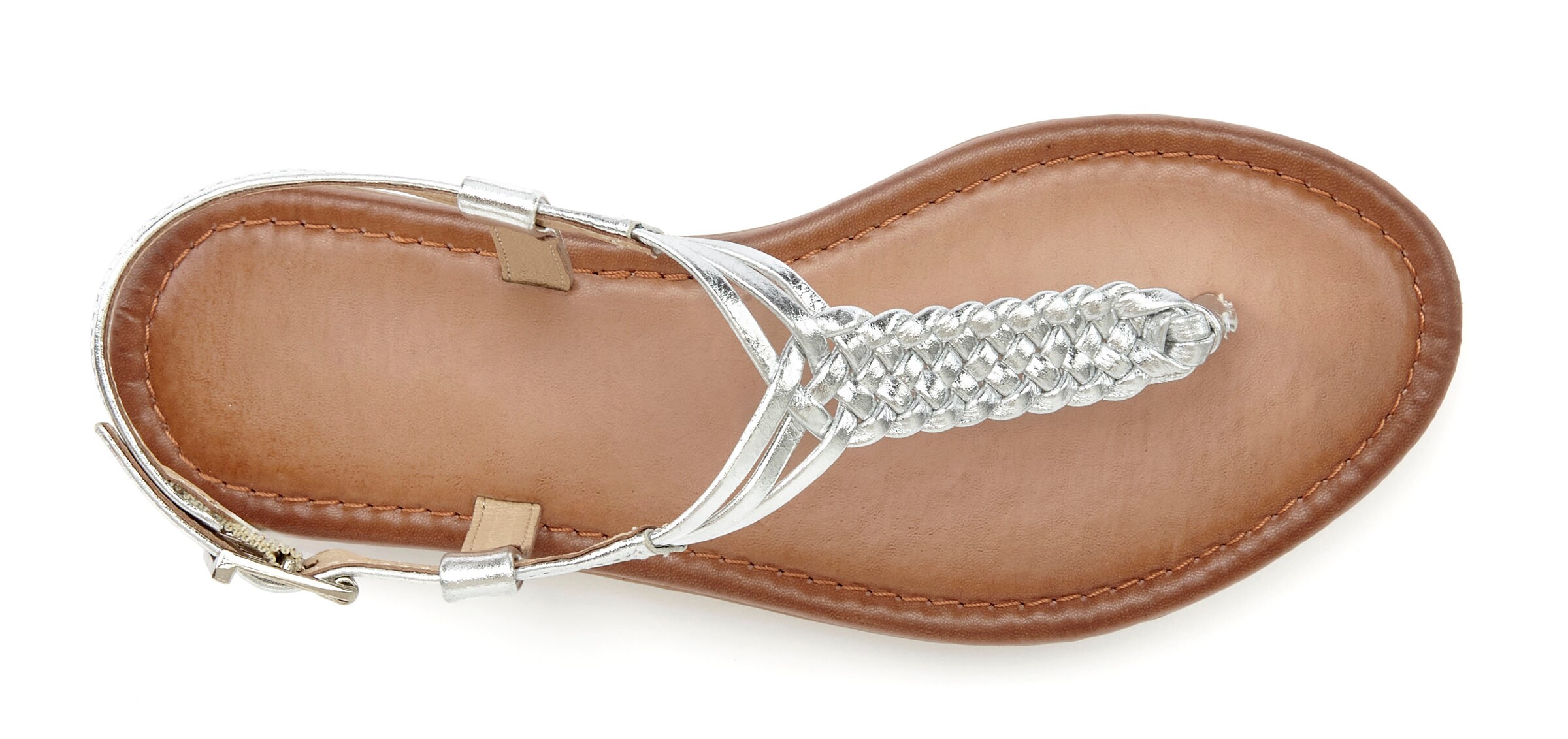 VIVANCE T-Bar Sandals in Silver