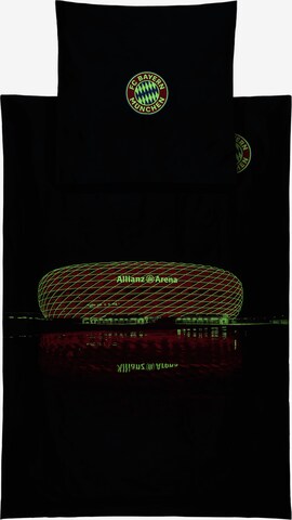 FC BAYERN MÜNCHEN Duvet Cover 'Glow in the dark Arena' in Grey: front