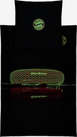 FC BAYERN MÜNCHEN Duvet Cover 'Glow in the dark Arena' in Grey: front