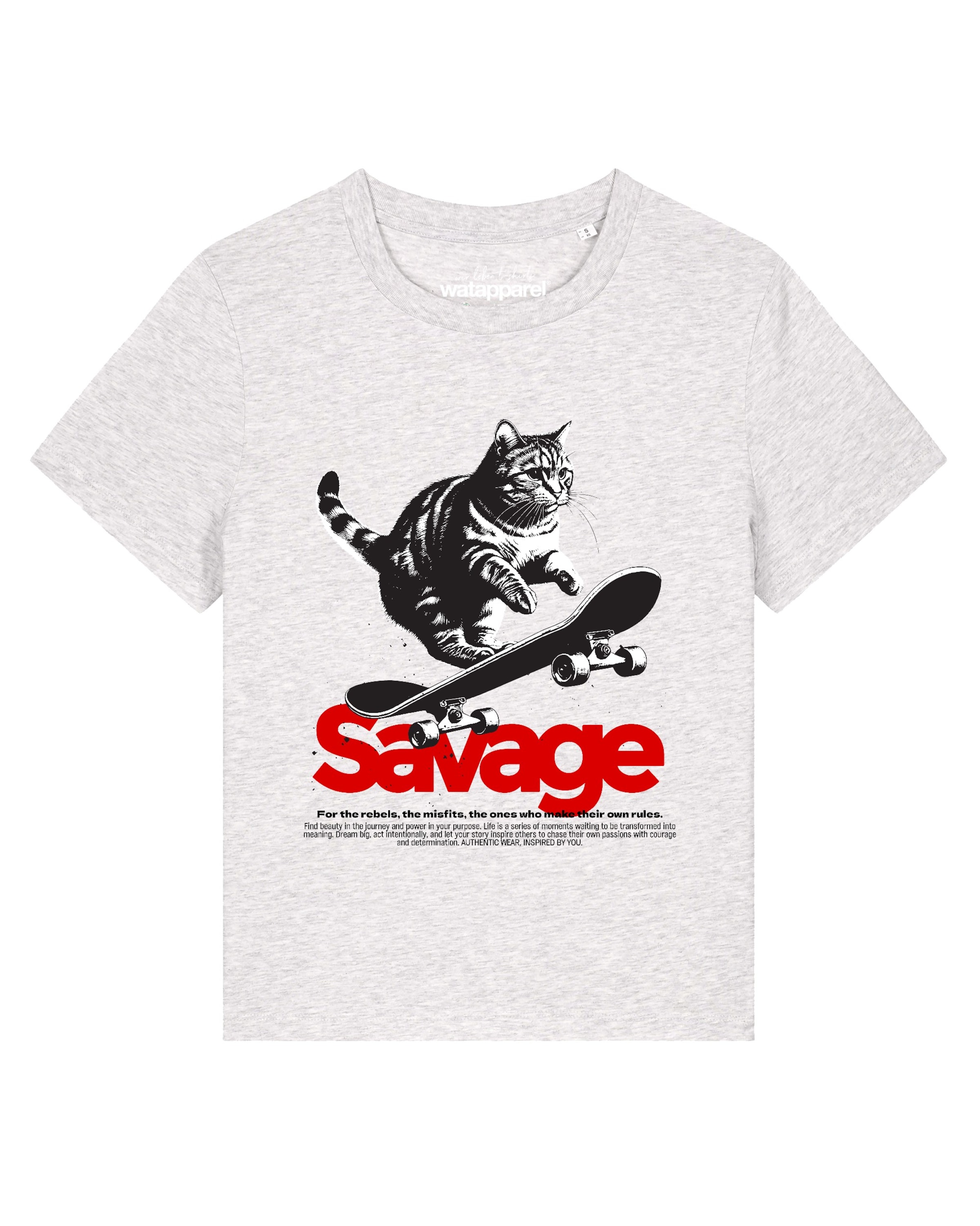 Watapparel Shirt 'Savage Cat' in Wit: voorkant