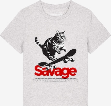 Watapparel Shirt 'Savage Cat' in Wit: voorkant