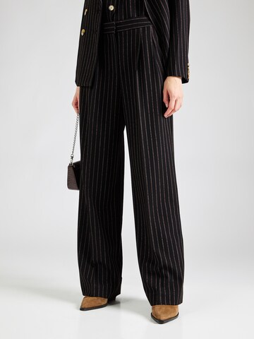 King Louie Wide Leg Bukser med lægfolder 'Peggy' i sort: forside