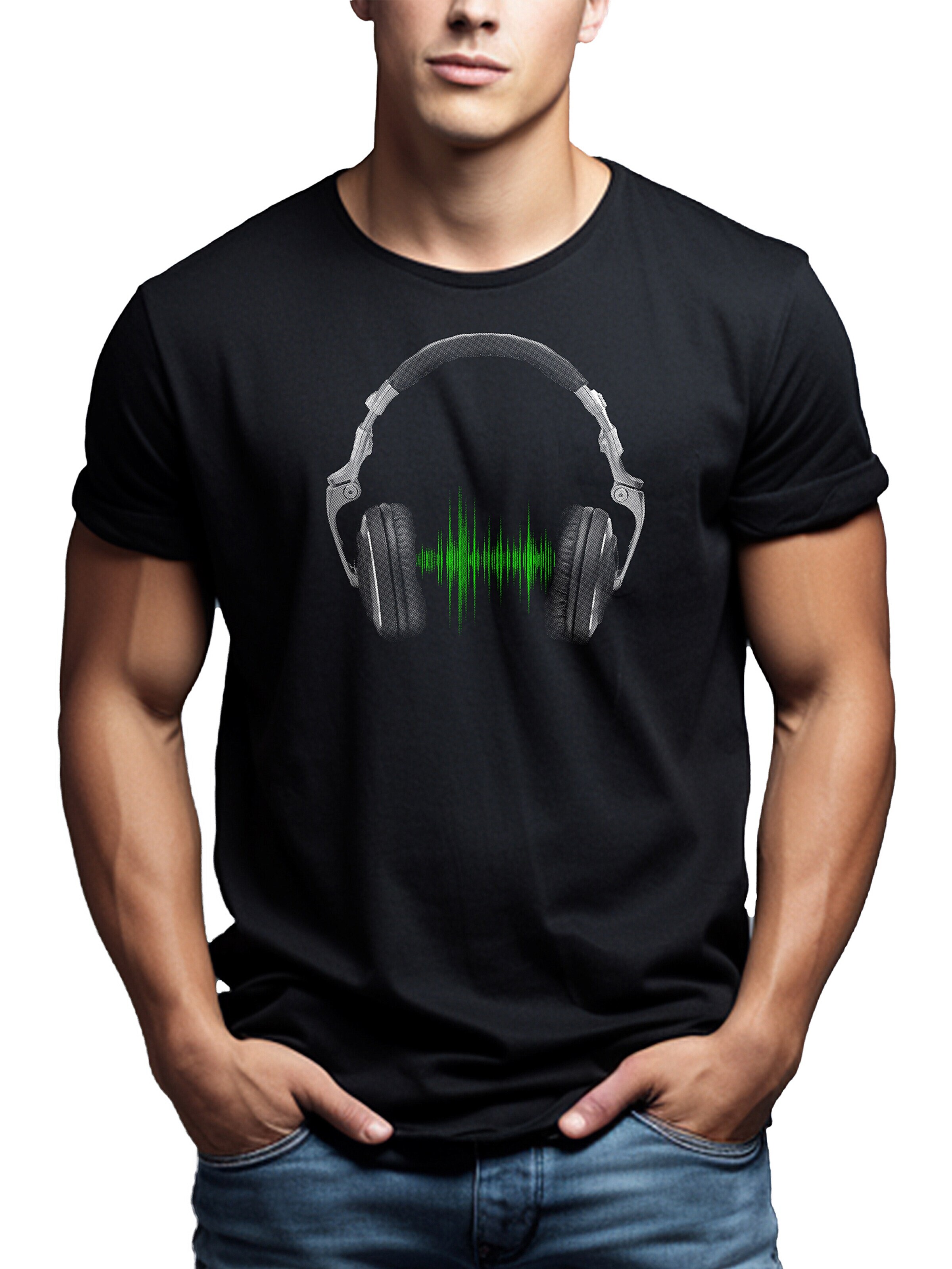 MAKAYA Shirt 'Kopfhörer Equalizer' in Black