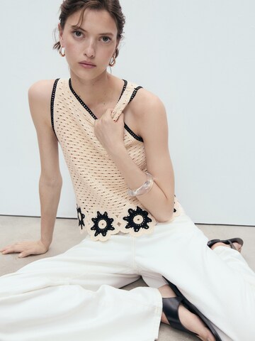 MANGO Top 'FLEUR' in Beige