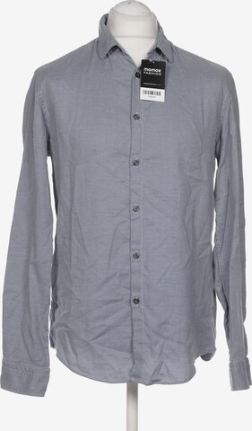 BOSS Green Button Up Shirt in L in Blue: front