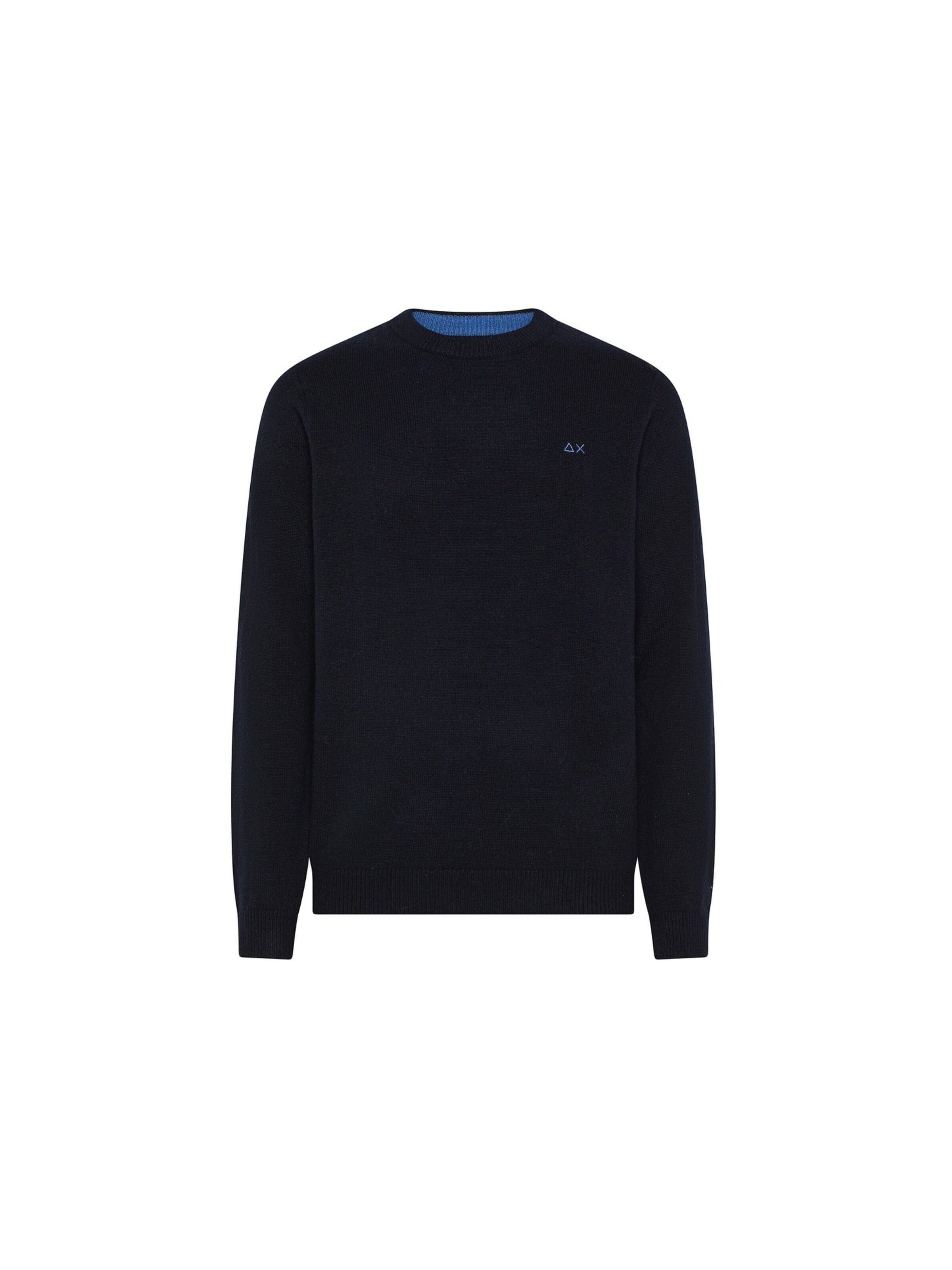 SUN68 Sweater 'Men's Crew Neck Wool and Cashmere Sweater' in Blue: front