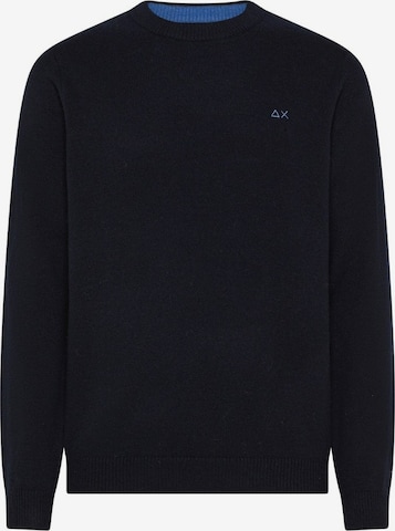 SUN68 Sweater 'Men's Crew Neck Wool and Cashmere Sweater' in Blue: front