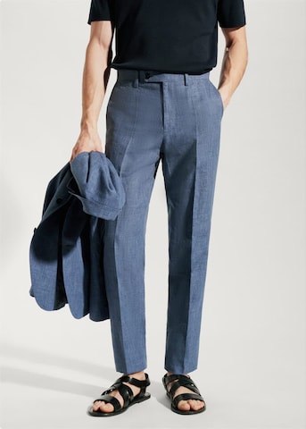 MANGO MAN Regular Pleated Pants 'Florida' in Blue: front