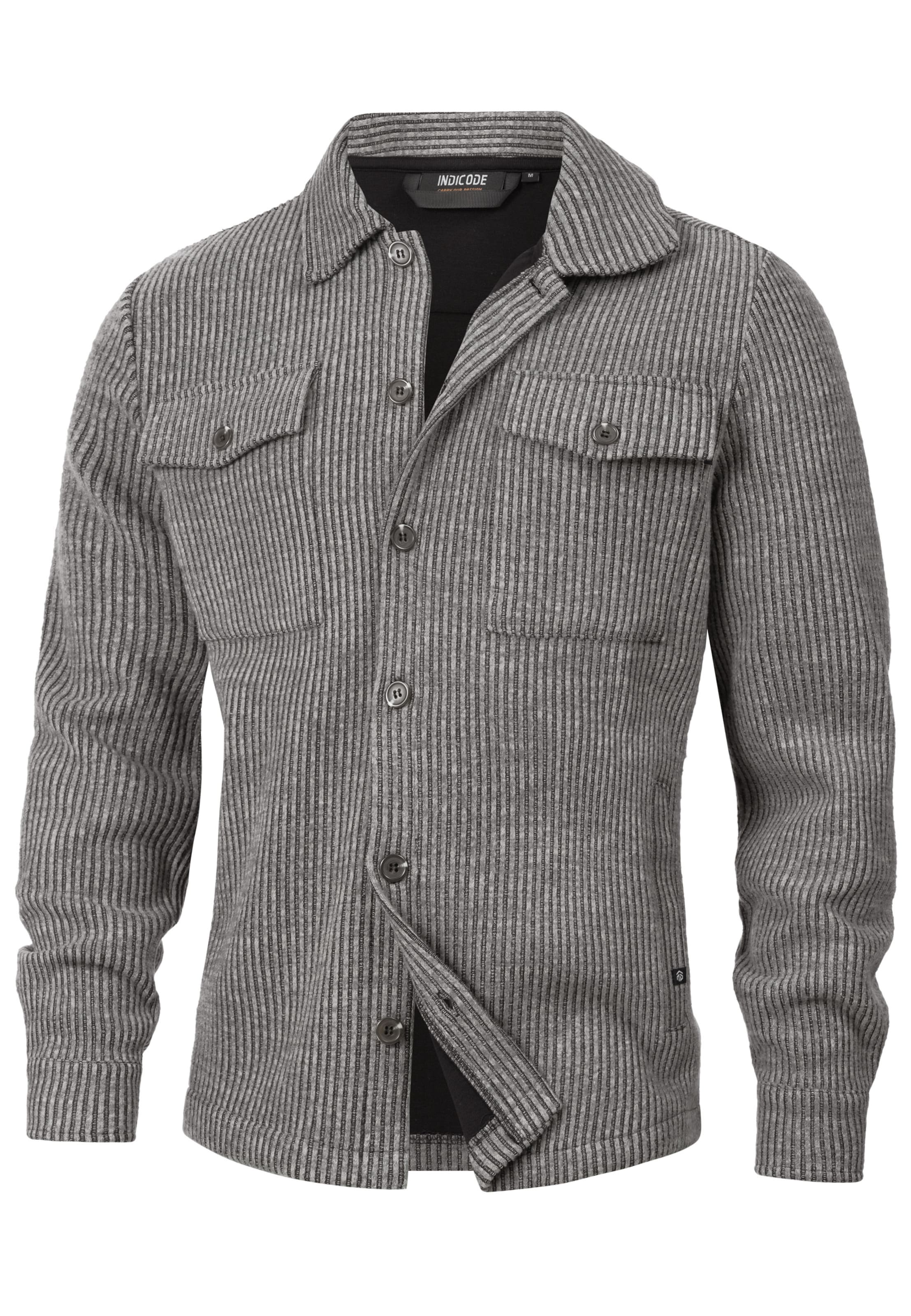 INDICODE JEANS Comfort fit Overhemd 'Wheel' in Grijs: voorkant