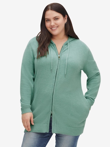 SHEEGO Knit Cardigan in Green: front