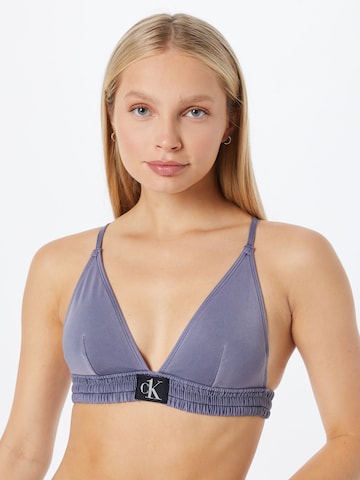 Calvin Klein Swimwear Triangle Bikini Top in Blue: front