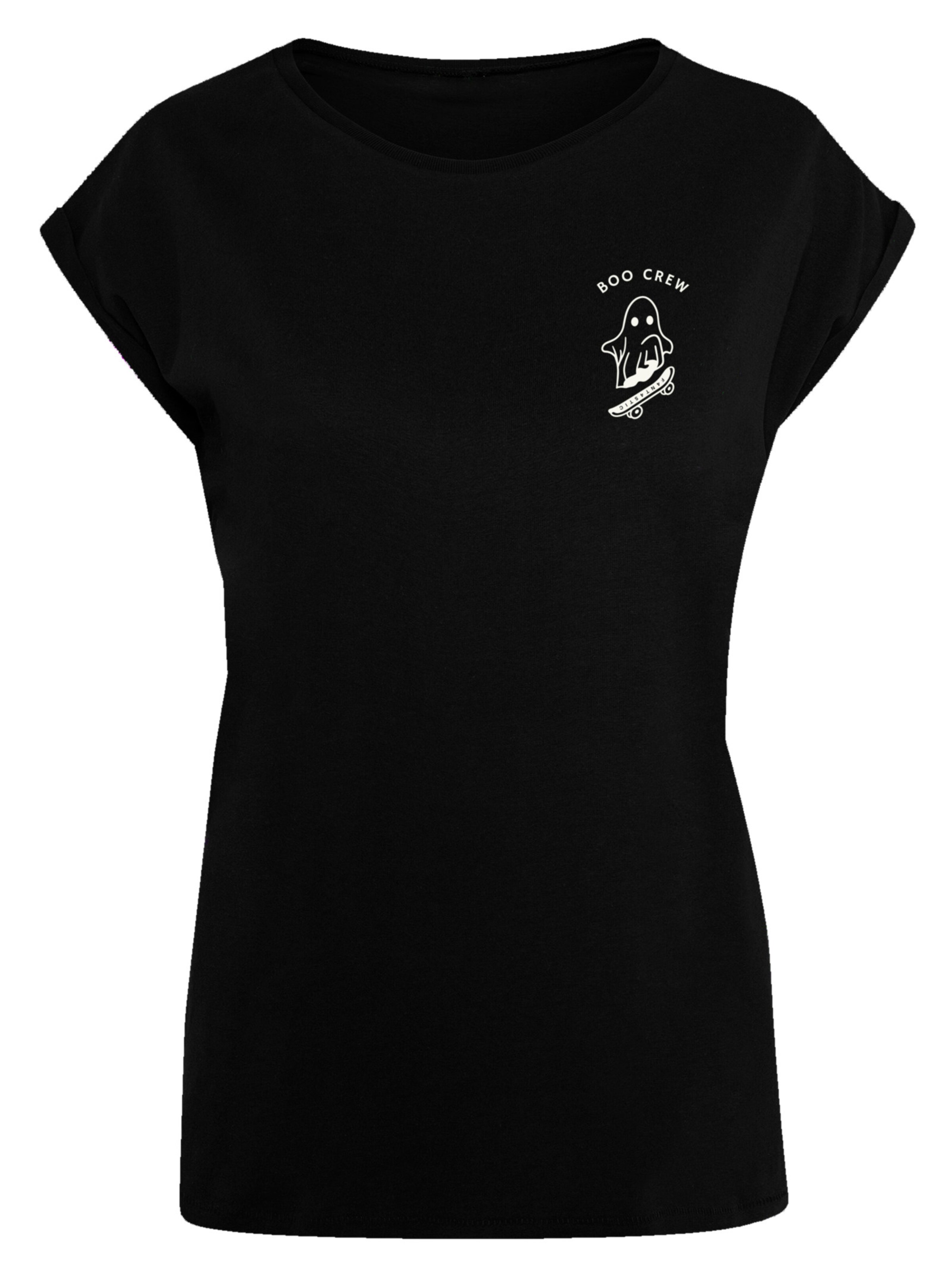 F4NT4STIC Shirt 'Boo Crew Halloween' in Zwart: voorkant