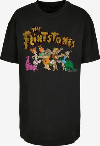 F4NT4STIC Oversized Shirt 'The Flintstones Group Distressed' in Black: front