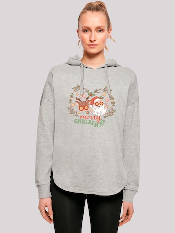 Sweat-shirt 'Christmas Hippie Santa And Reindeer' F4NT4STIC en gris : devant
