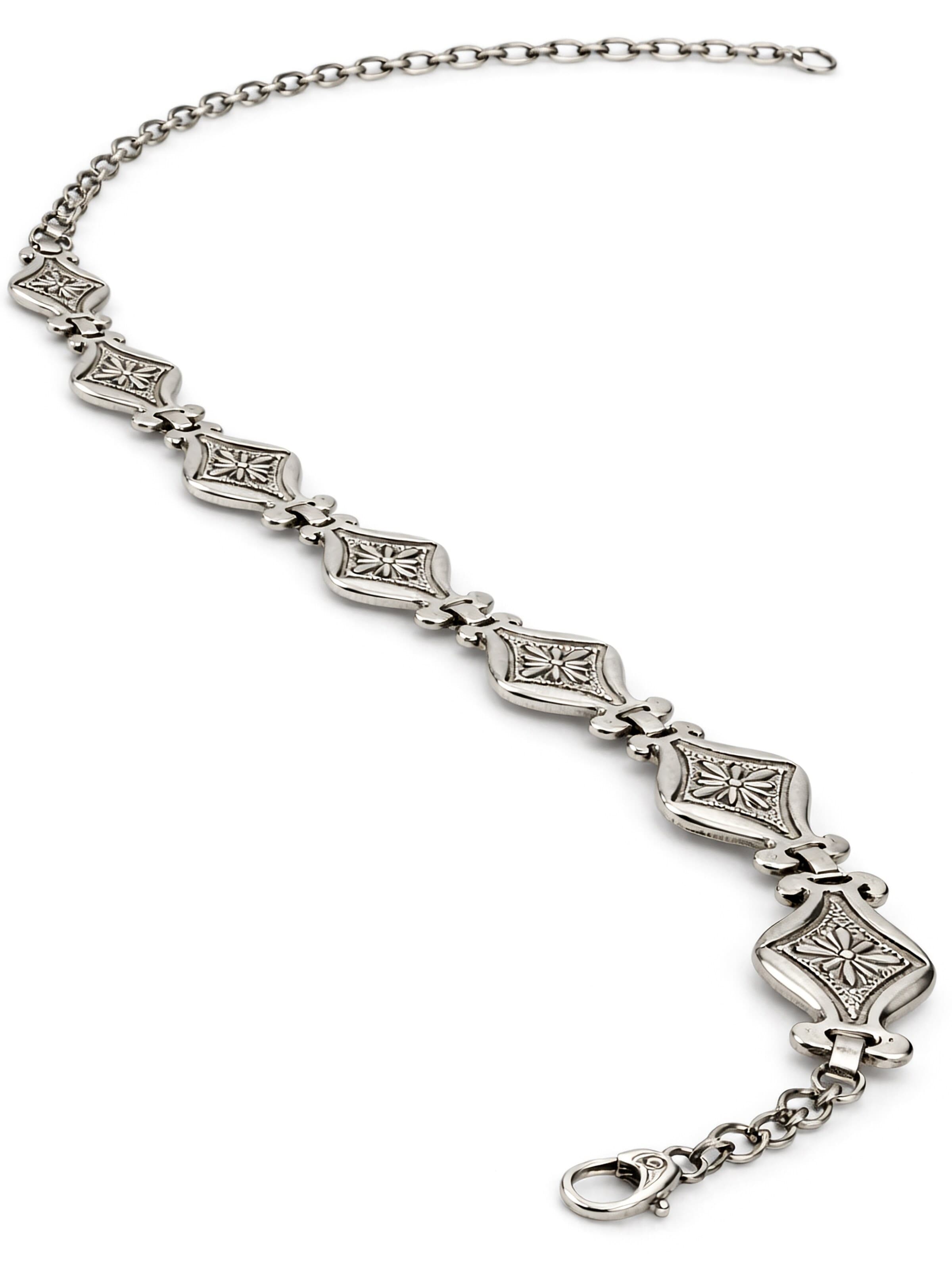 Allgäu Rebell Gürtel 'Edelweiß'‌‌‌‌‌‌‌‌‌ in Silber: Vorderseite