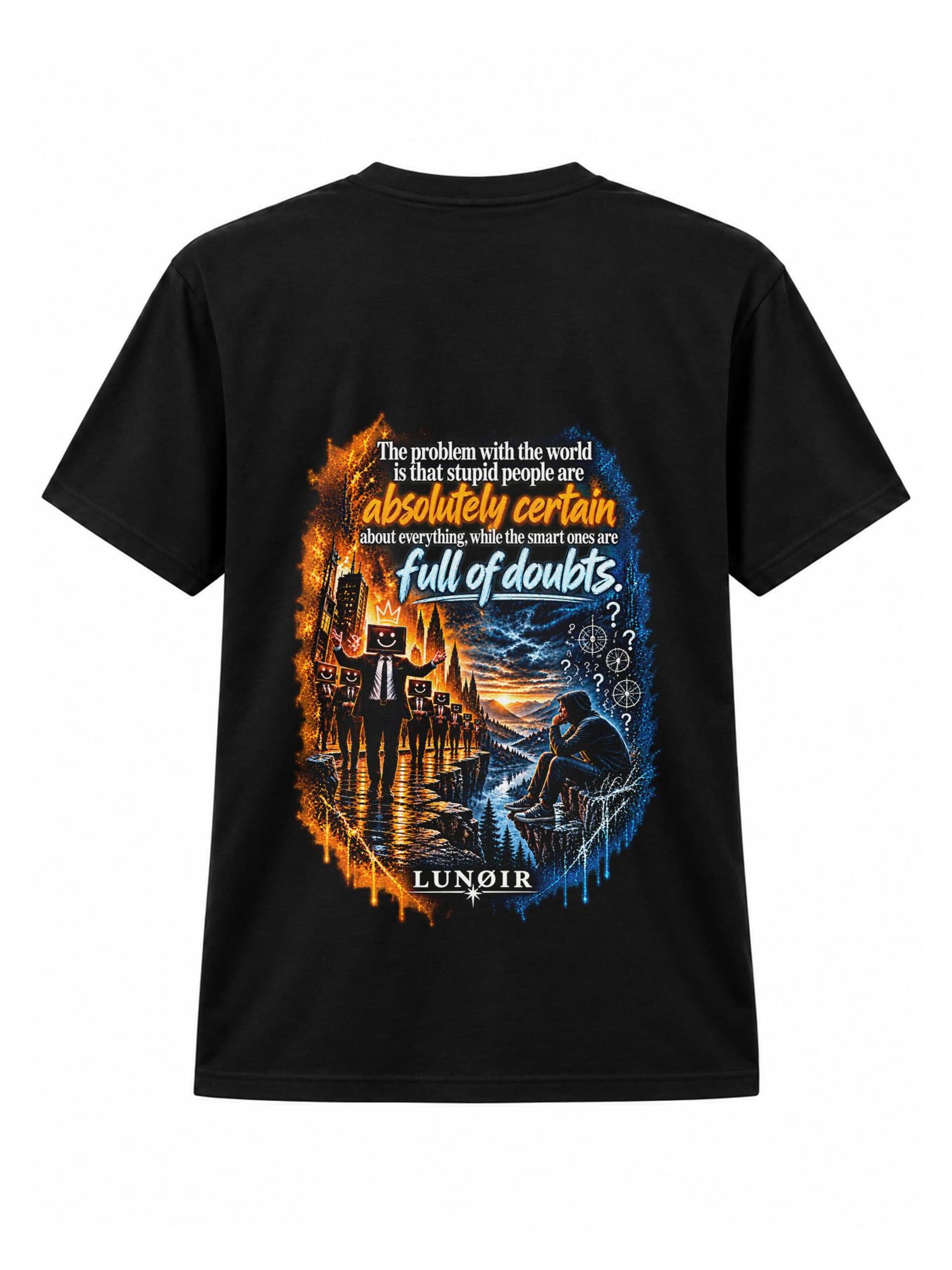 LUNØIR Studio Shirt 'Certainty and Doubt – EN'‌‌ in Schwarz: Vorderseite