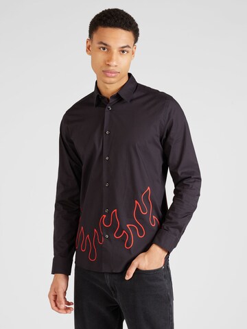 HUGO Slim fit Button Up Shirt 'Emero' in Black: front