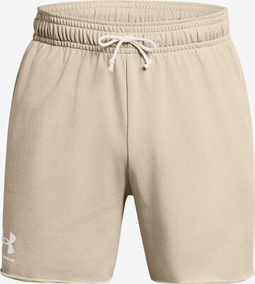 UNDER ARMOUR Workout Pants 'Rival Terry 6' in Brown: front