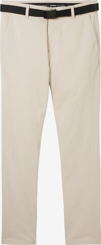 Coupe slim Pantalon chino TOM TAILOR DENIM en beige : devant