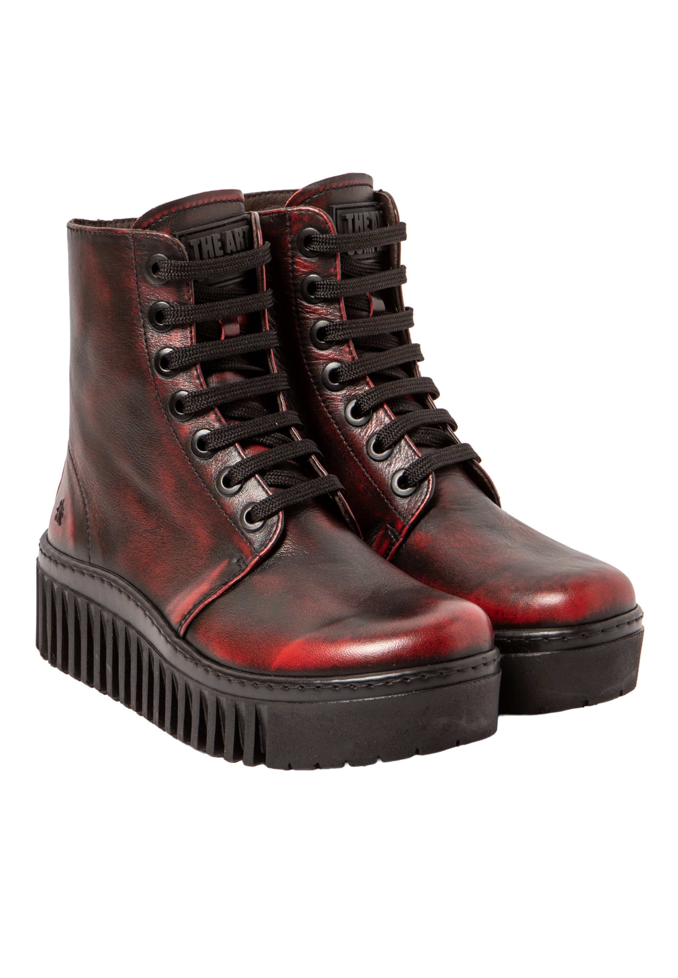 Bottines à lacets ART en rouge