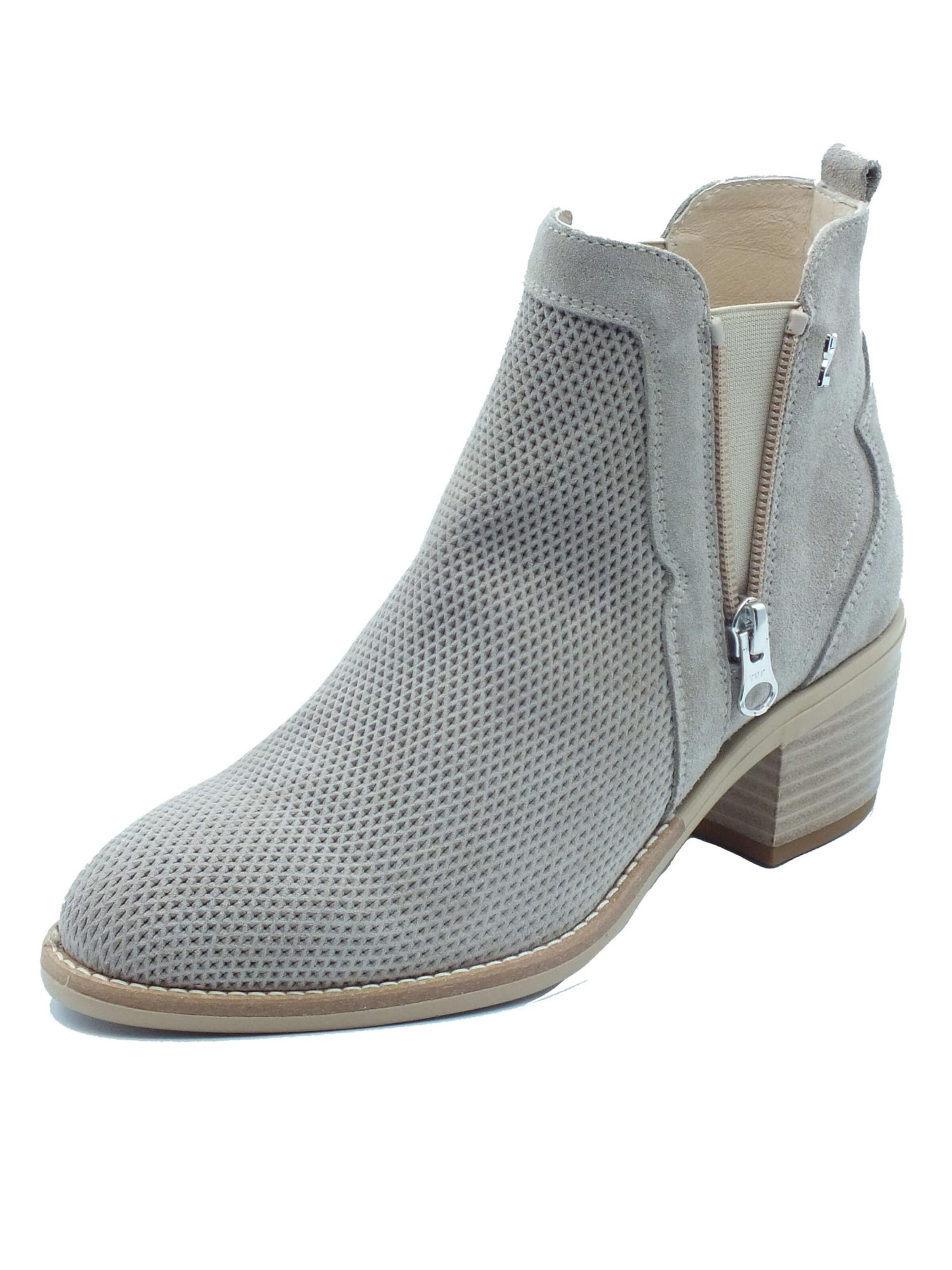 Bottines 'Nero Giardini Tronchetti con tacco Donna E615120D Velour Creta pelle beige' Nero Giardini en beige : devant