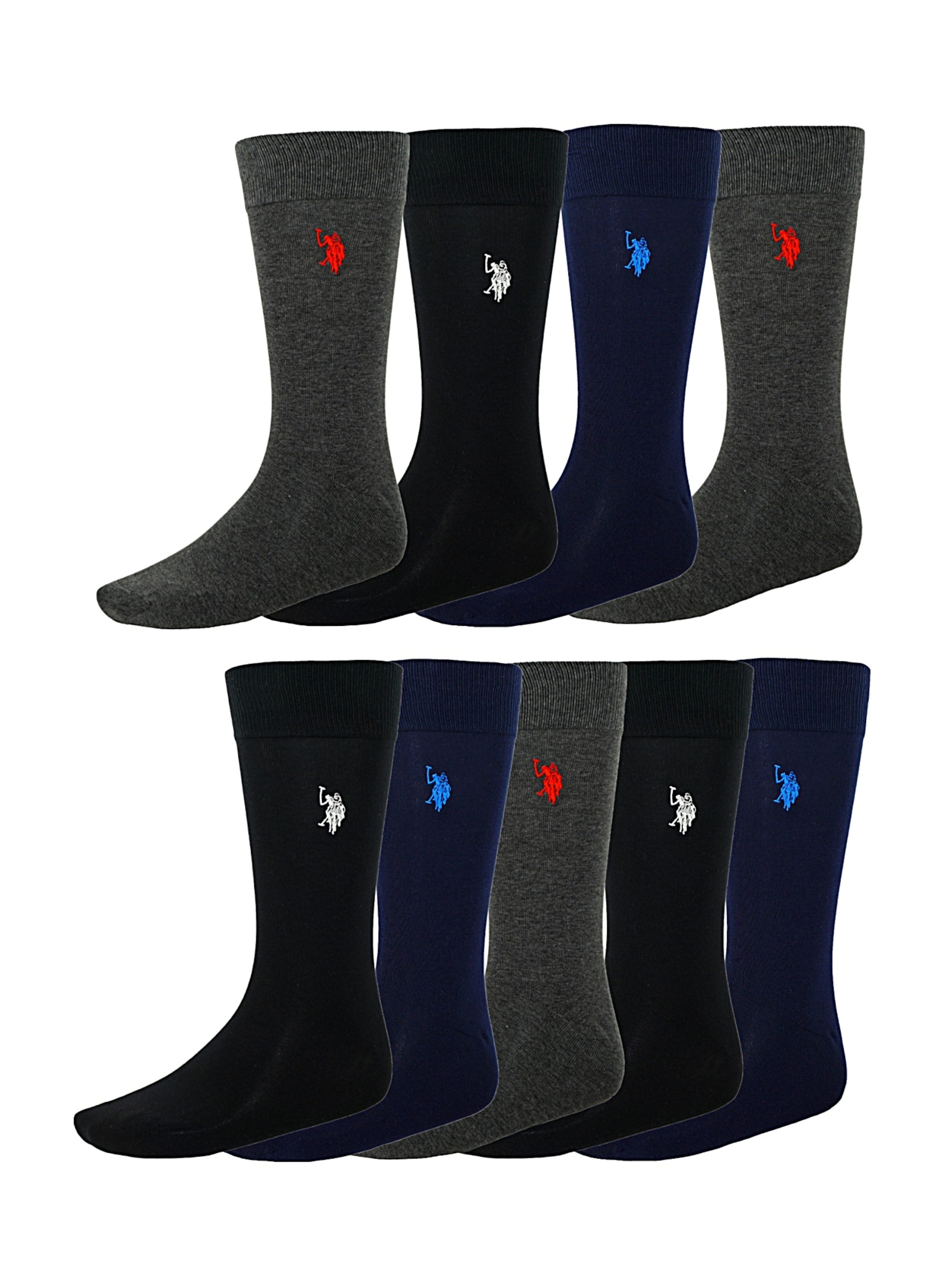 Calzino 'Business' U.S. POLO ASSN. di colore blu / navy / grigio sfumato / rosso / nero / bianco, Visualizzazione prodotti