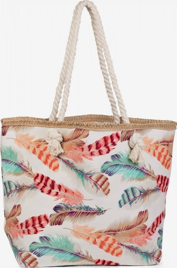 styleBREAKER Strandtasche 'Strandtasche mit bunten Federn' in creme, Produktansicht
